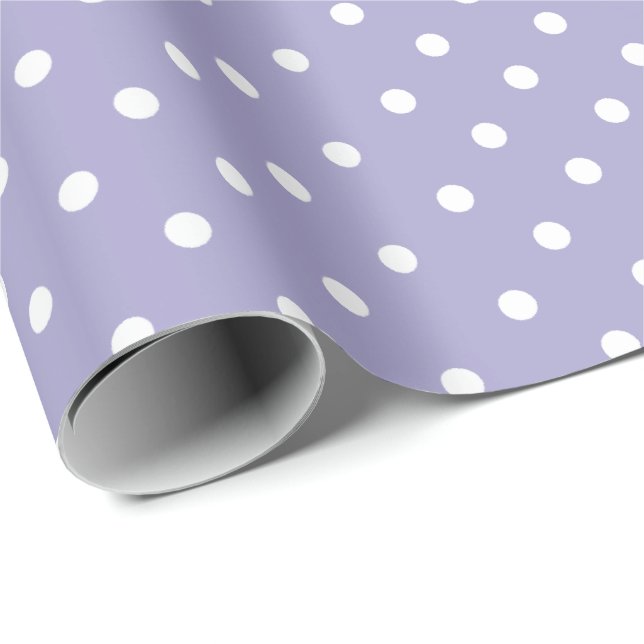 Lavender | White Polka Dot Wrapping Paper (Roll Corner)