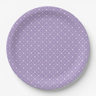 Lavender White Polka Dots Celestial Sky Pattern Paper Plate