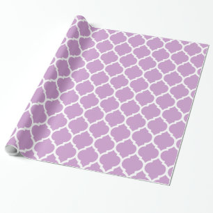 Lavender & White Quatrefoil Moroccan Pattern Wrapping Paper