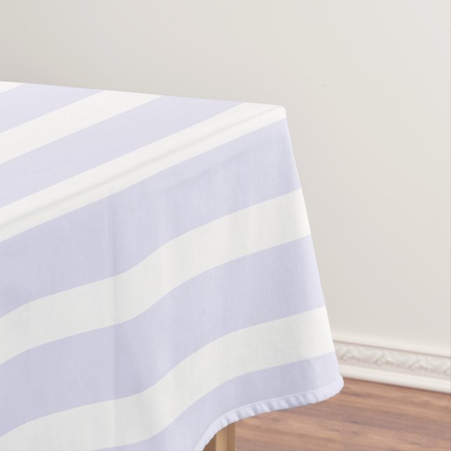 Lavender White Simple Horizontal Striped Tablecloth (In Situ)