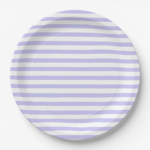 Lavender & White Striped Paper Plates