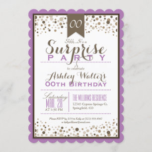 Lavender, White, Taupe Surprise Party Invitation