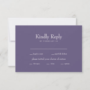 Lavender White Text Wedding RSVP Response