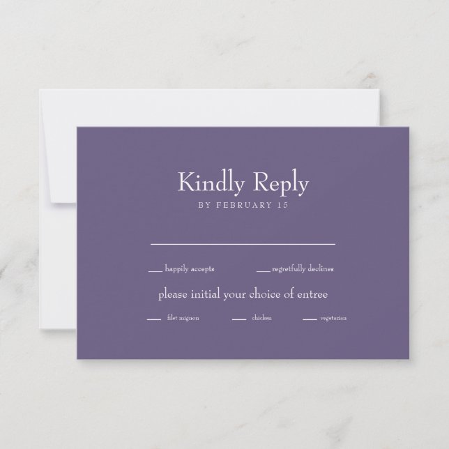  Lavender White Text Wedding RSVP Response (Front)