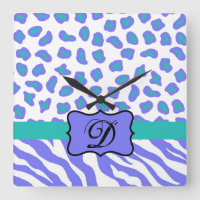 Lavender White Zebra Leopard Skin Monogram Initial