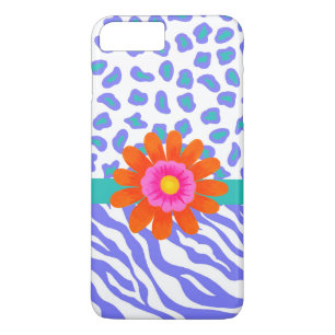 Lavender & White Zebra Leopard Skin Orange Flower iPhone 8 Plus/7 Plus Case