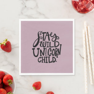 Lavender Wild Unicorn Birthday Napkin