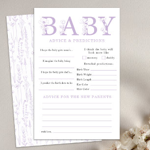 Lavender Wildflower Baby Advice & Predictions Game Flyer