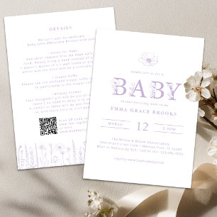Lavender Wildflower Baby Shower All-in-One  Invitation