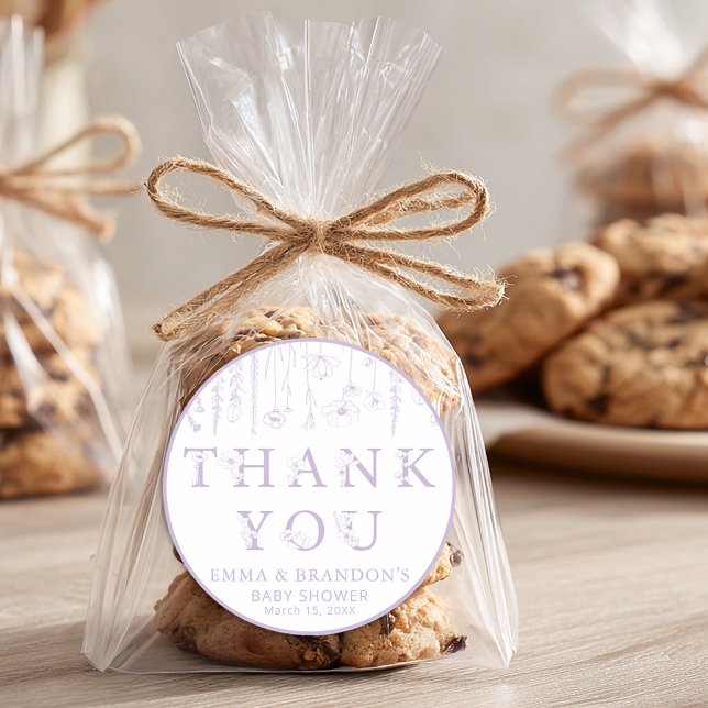 Lavender Wildflower Baby Shower Thank You Stickers (Creator Uploaded)