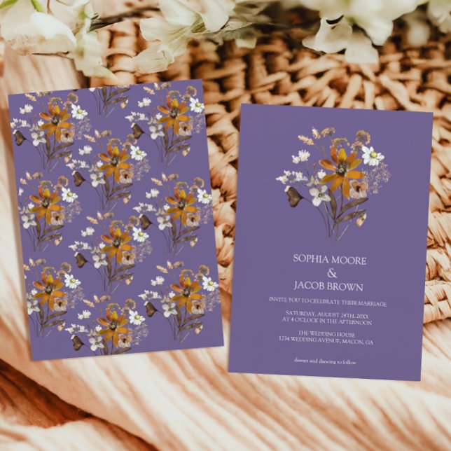 Lavender Wildflower Boho Fall Wedding Invitation (Creator Uploaded)