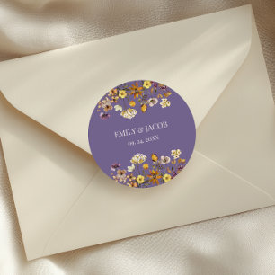 Lavender Wildflower Boho Wedding Classic Round Sticker