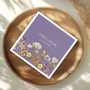Lavender Wildflower Boho Wedding Napkins