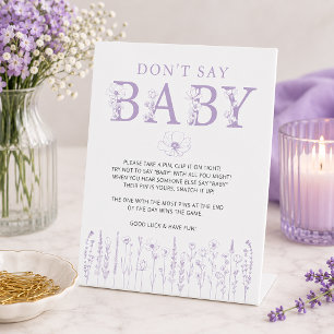 Lavender Wildflower Don’t Say Baby Game Sign
