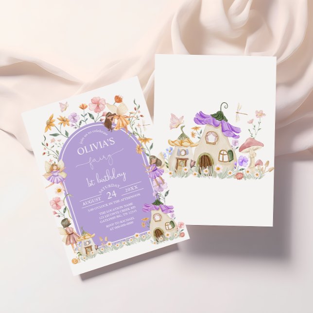 Lavender Wildflower Fairy 1st Birthday Invitation (Creator Uploaded)