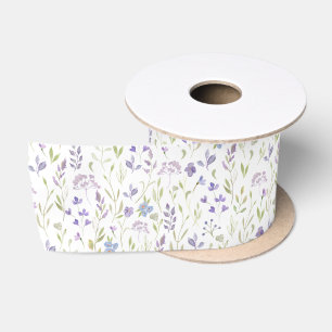 Lavender Wildflower Floral Pattern Ribbon Satin Ribbon