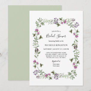 Lavender Wildflower Frame Bridal Shower Invitation