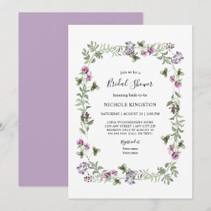 Lavender Wildflower Frame Bridal Shower Invitation