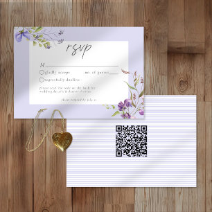 Lavender Wildflower Garden Romantic Wedding QR RSVP Card