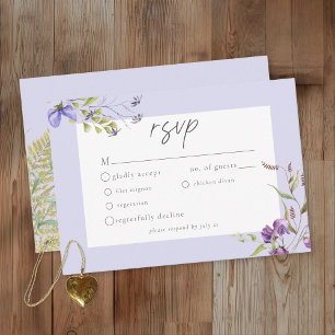 Lavender Wildflower Garden Romantic Wedding RSVP Card
