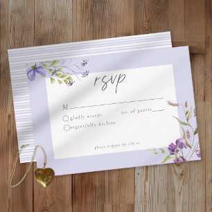 Lavender Wildflower Garden Romantic Wedding RSVP Card