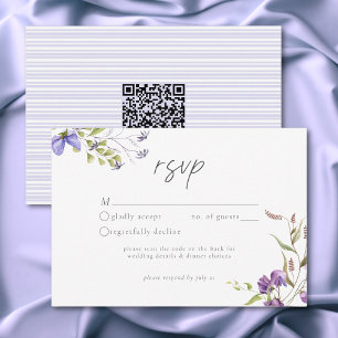 Lavender Wildflower Garden Romantic White Wedding RSVP Card