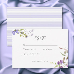 Lavender Wildflower Garden Romantic White Wedding RSVP Card