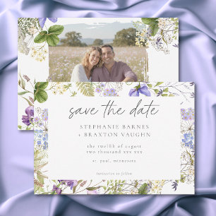 Lavender Wildflower Garden White Romantic Photo Save The Date