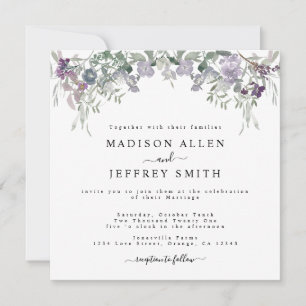 Lavender Wildflower & Greenery Wedding Invitation
