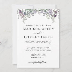Lavender Wildflower & Greenery Wedding Invitation