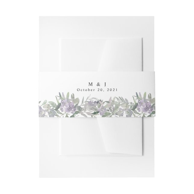 Lavender Wildflower Greenery Wedding Invitation Belly Band (Front Example)