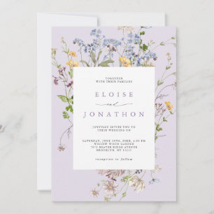 Lavender Wildflower Meadow Garden detail Wedding Invitation