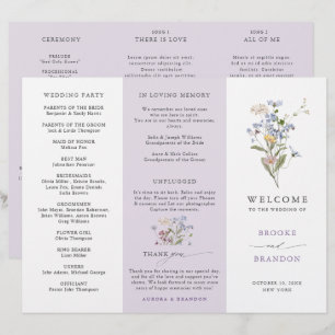 Lavender Wildflower Meadow Garden Wedding Program