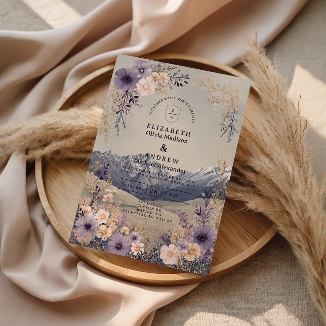 Lavender Wildflower Mountain Wedding Invitation (Creator Uploaded)
