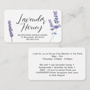 Lavender Wildflower Organic Honey Apiary Hive     Card