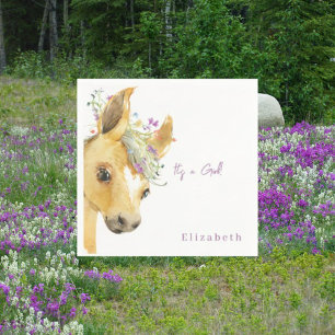 Lavender Wildflower Pony Baby Shower Cocktail Napkin