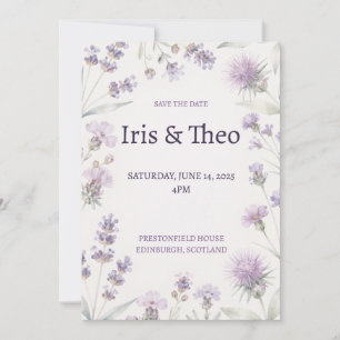 Lavender Wildflower Scottish Thistle Save the Date