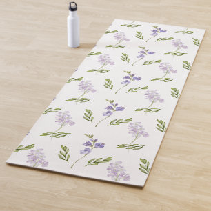 Lavender Wildflower Watercolor Floral Pattern Yoga Mat