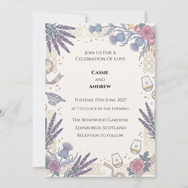 Lavender Wildflower Wedding Invitation (Front)