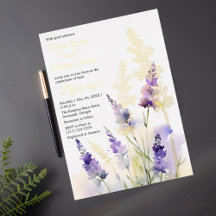 Lavender wildflower Wedding Invitation