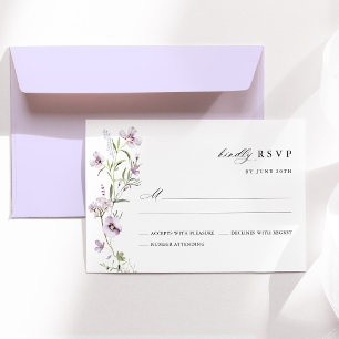 Lavender Wildflower Wedding RSVP Card