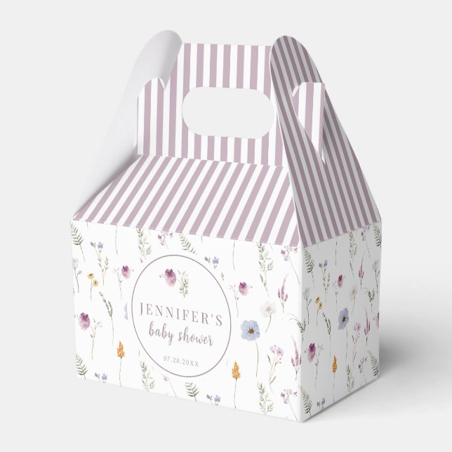 Lavender wildflowers baby shower candy favour boxe favour box (Front Side)