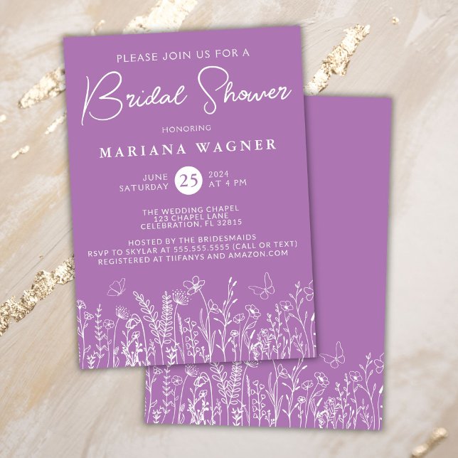Lavender Wildflowers Bridal Shower Invitation (Creator Uploaded)