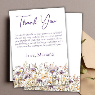 Lavender Wildflowers Bridal Shower Thank You Card