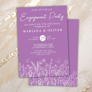 Lavender Wildflowers Engagement Party Invitation