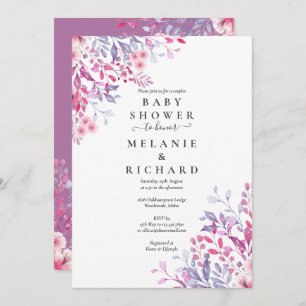 Lavender Wildflowers Floral Couples Baby Shower Invitation