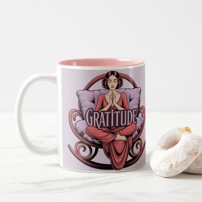 Lavender Wine Affirmation Meditation Mug (With Donut)