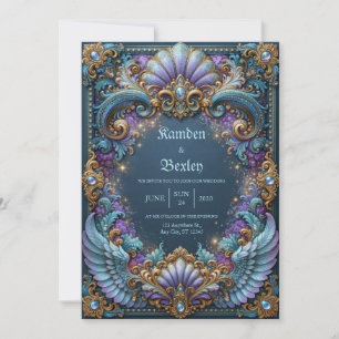 Lavender Winged Fantasy Wedding Invitation