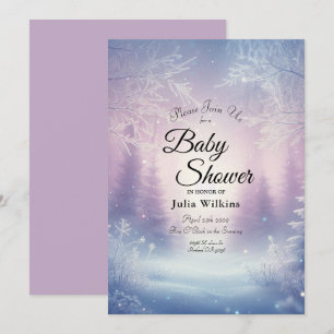 Lavender Winter Snowfall Serenade Baby Shower Invitation