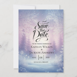 Lavender Winter Snowfall Serenade Wedding Save The Date